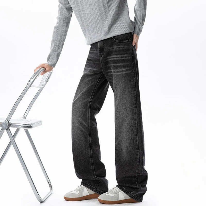LUZHEN 2026 New Original Stripe Gradient Washed Straight Jeans Men's High Quality Simple Vintage Male Denim Pants Trendy JY8937