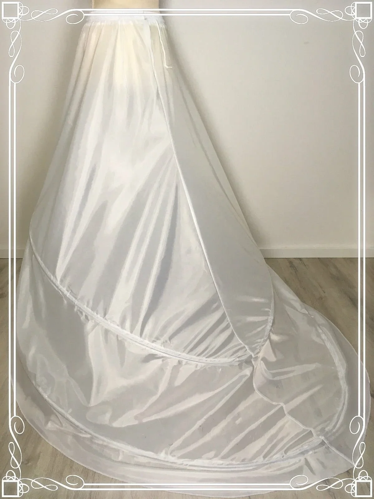 Jupon crinoline pour robe de mariée, jupe créole à train, sous-jupe blanche oblique, 2 anneaux