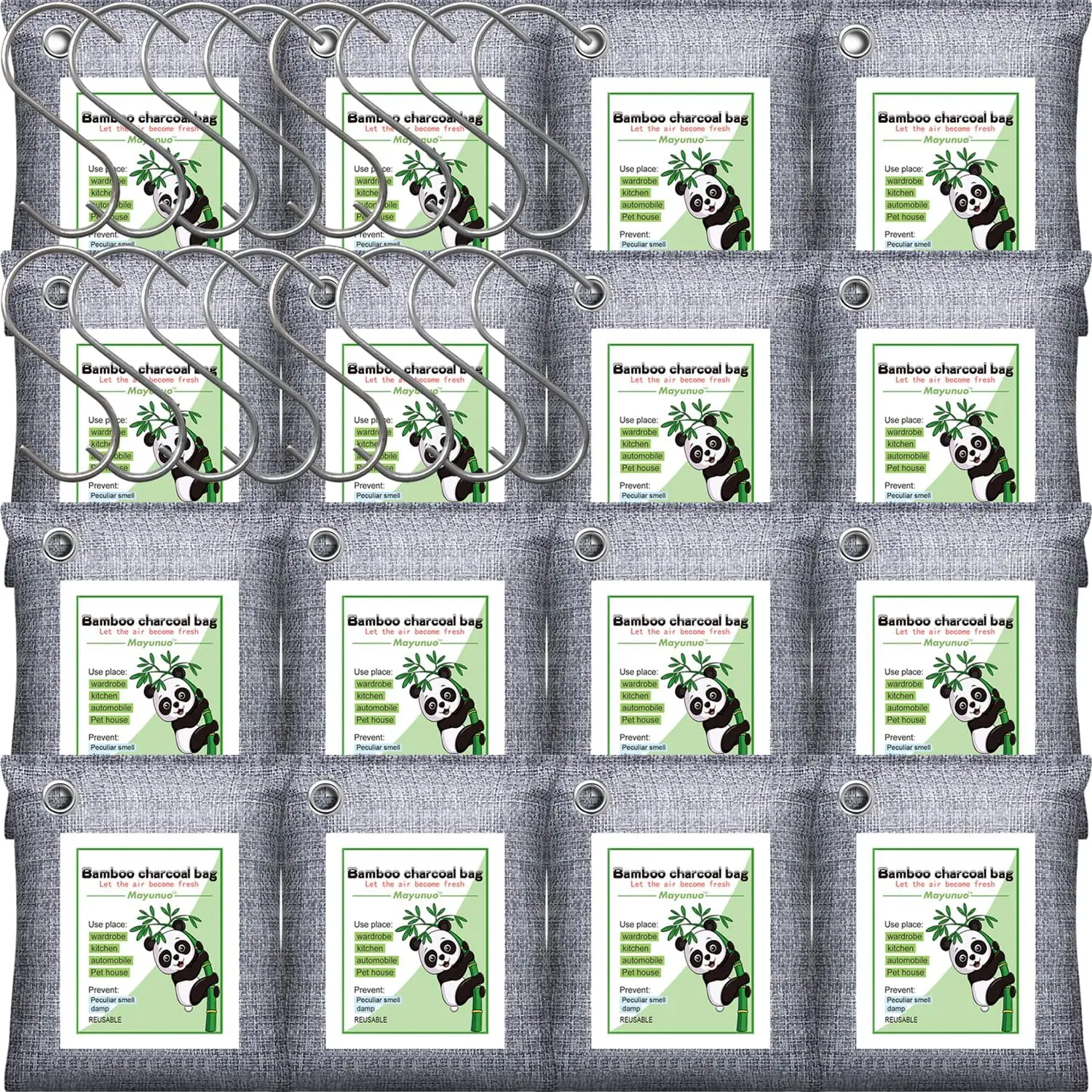 

Activated Charcoal Odor Absorber for Strong Odor, Basement, Cars, Closets, Shoes, Smoke. 16 Pack