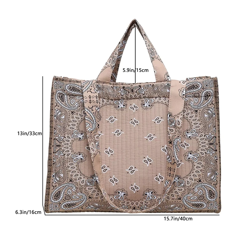 Böhmische Künstlerische Vintage-Blumenmuster-Tragetasche, Damen-Schultertasche, Große Vielseitige Handtasche für Pendeln, Arbeit und Einkaufen – Detail 1