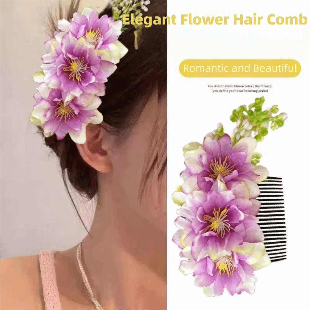 

Sweet Flower Hair Comb Thailand Fixed Combs Bohemian Hairpin Ethnic Style Side Clip Wedding Bride Accessories