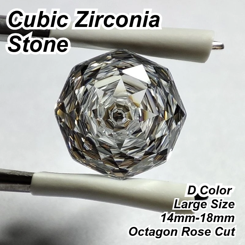 

Large Size 14mm-18mm Cubic Zirconia Stone Octagon Rose Cut D Color Loose Stones Used for DIY Jewelry Making Inlay Main Materials