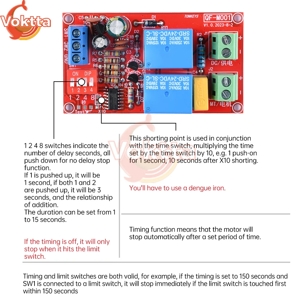 DC Time Relay Power Supply Switching Relay Module DC Motor Control Board Forward and Reverse Relay Board Timer Module 5V 12V 24V