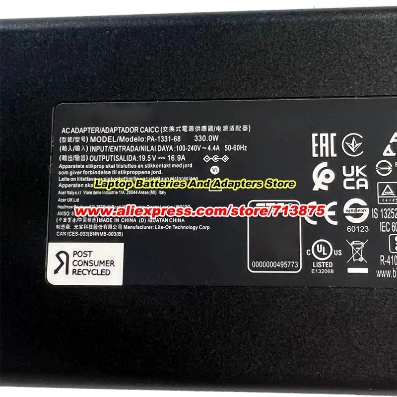 Genuine PA-1331-99 PA-1331-68 AC Adapter For LITEON 19.5V 16.9A 330W Power Supply For ACER Gaming Power Adapter