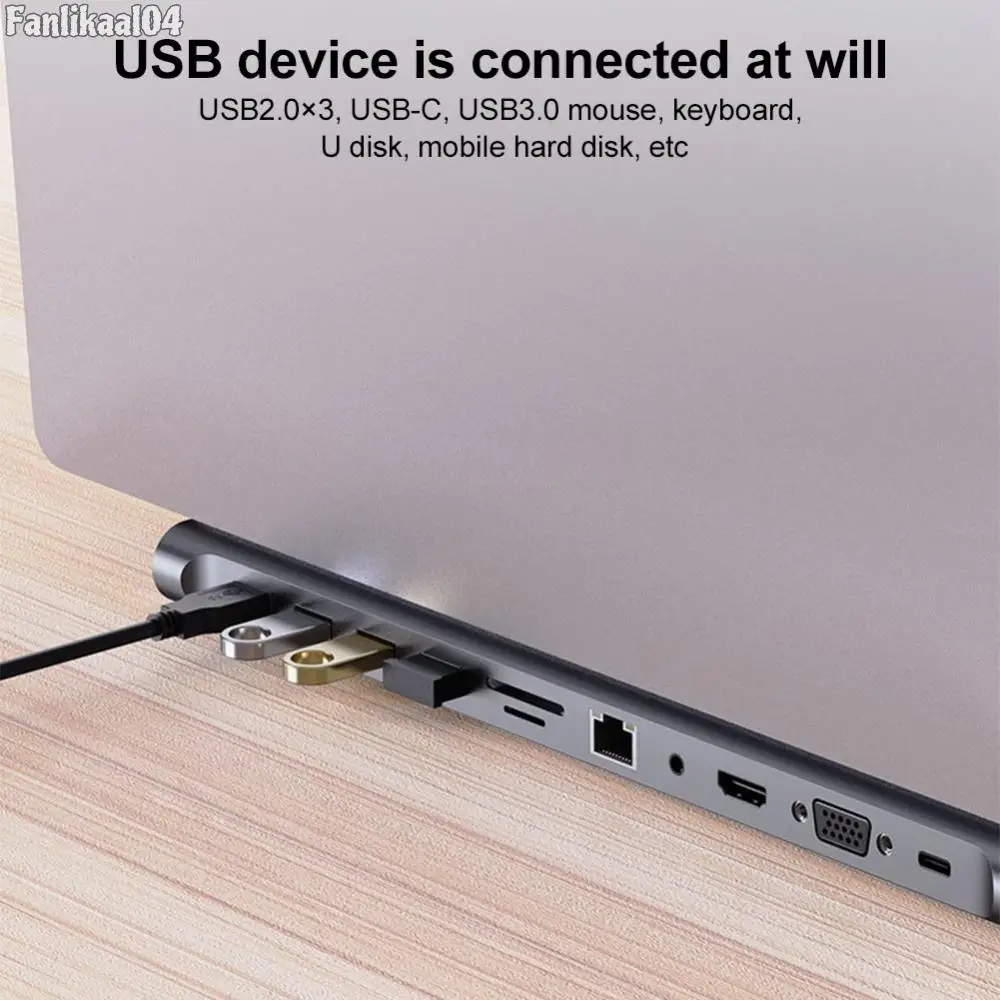 11 in 1 USB C Dock with 4K HDMI-Compatible VGA Ethernet Multiport Adapter 1* USB 3.0 3*USB2.0 for Surface/HP/Dell/Lenovo/MacBook