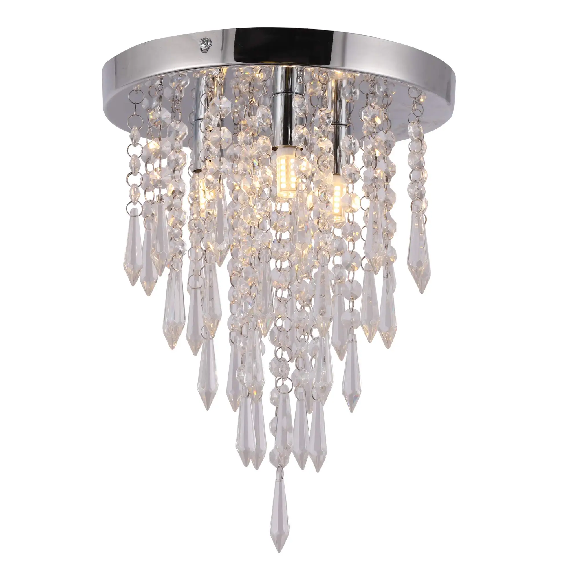 

Mini Crystal Chandelier, Modern Crystal Chandelier Ceiling Light, Flush Mount LED Ceiling Lamp, 3-Lights Crystal Lighting