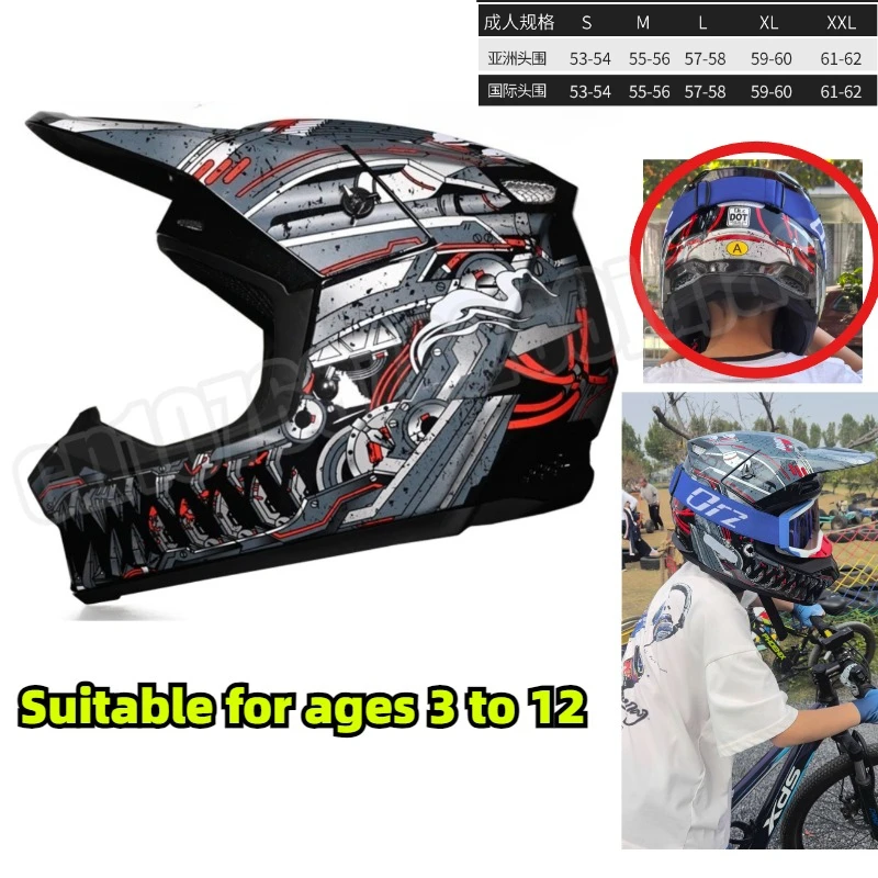 

Kids Motocross Helmet for Boys 3 12 Years Old Lightweight Dirt Bike Rally Helmet with Cool Design