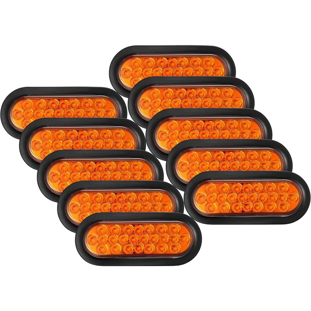 

6-дюймовый янтарный овальный светодиодный задний фонарь среднего поворота для грузовиков с резиновой втулкой и 3-проводной вилкой прицепа