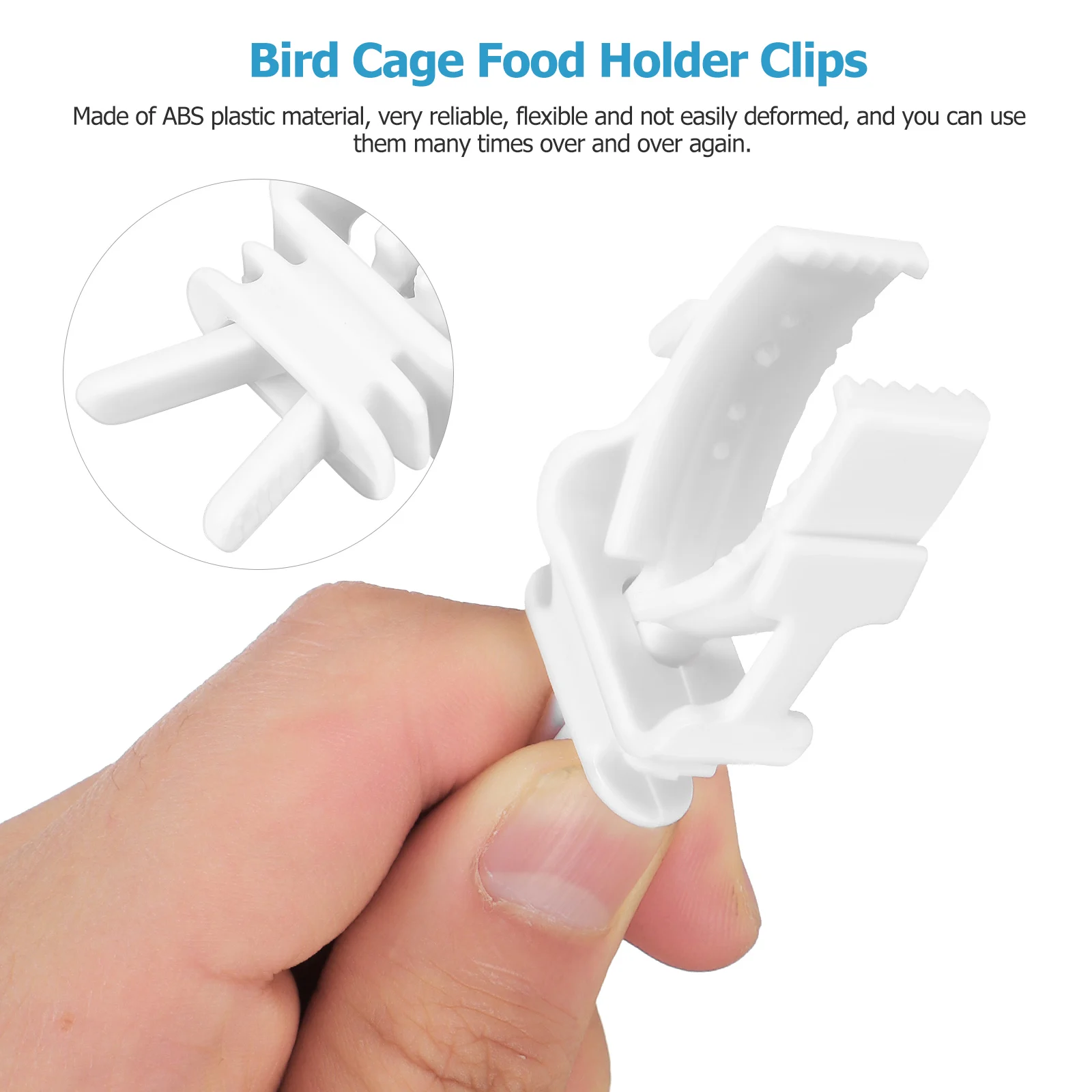 

4Pcs Bird Cage Food Holder Clips Compact ABS Plastic Bird Feeder Clips for Cockatiels Parrot Fruit Vegetable Clip