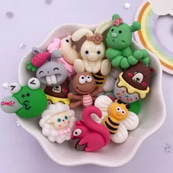 10pcs Colorful Resin Spider Caterpillar Rabbit Frog Bear Squirrel Cartoon Animal Flatback Scrapbook Craft DIY Decor Figurine