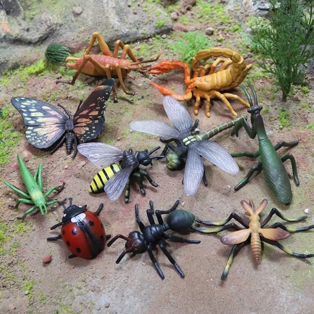 Figuras de modelo de insecto de simulación nueva, araña de plástico, abeja, juguete educativo para niños, cucaracha, cigarra, conjunto de modelos de animales, regalo de cumpleaños