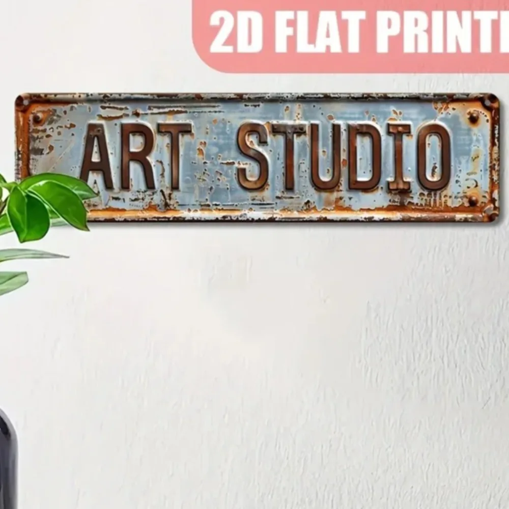 Rustikales Atelier „Vintage Art Studio“ Allwetter-Metallschild