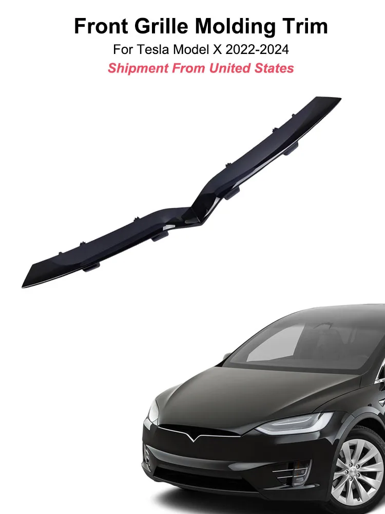 

Front Grille Molding Trim Car Bumper Decorative Strip For Tesla Model X 2022 2023 2024 1617074