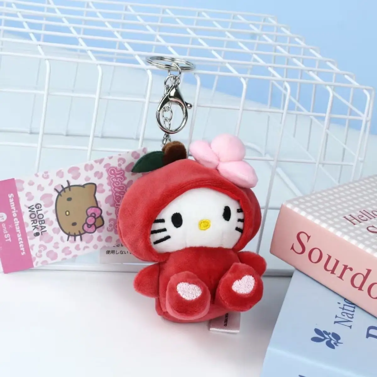 Sanrio Hello Kitty Cross-Dressing Fruit Pineapple Apple Sitting Posture Plush Keychain Backpack Pendant Desktop Trinkets Gift