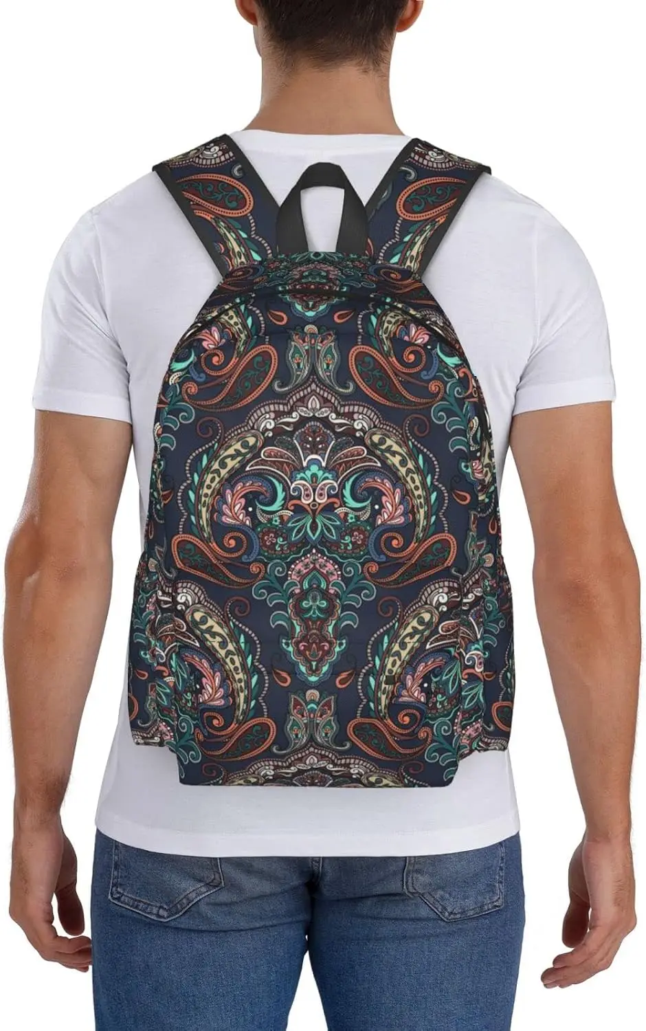 Vintage Bohemian Paisley Print Backpack Ethnic Mandala Floral Pattern Lightweight Large Capacity School Bookbag