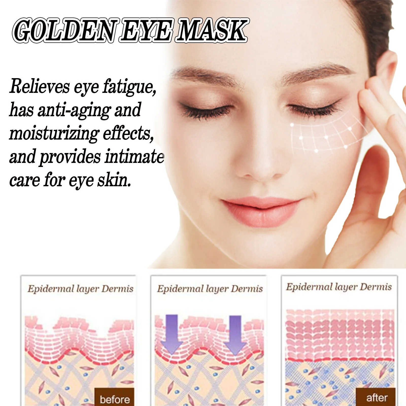 EELHOE Gold Eye Mask Hyaluronic Acid Remove Puffiness Under Eyes Firm Skin Tightening Repair Eye Bag Remover Collagen Eye Mask