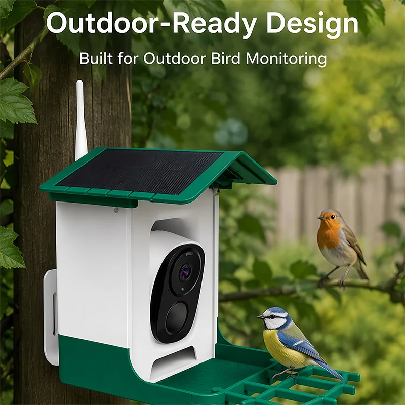 Camera Solar Bird Feeder F3A With Built-In Camera AI Bird Detection Alerts Night Vision Flexible Storage Option Solar Charging