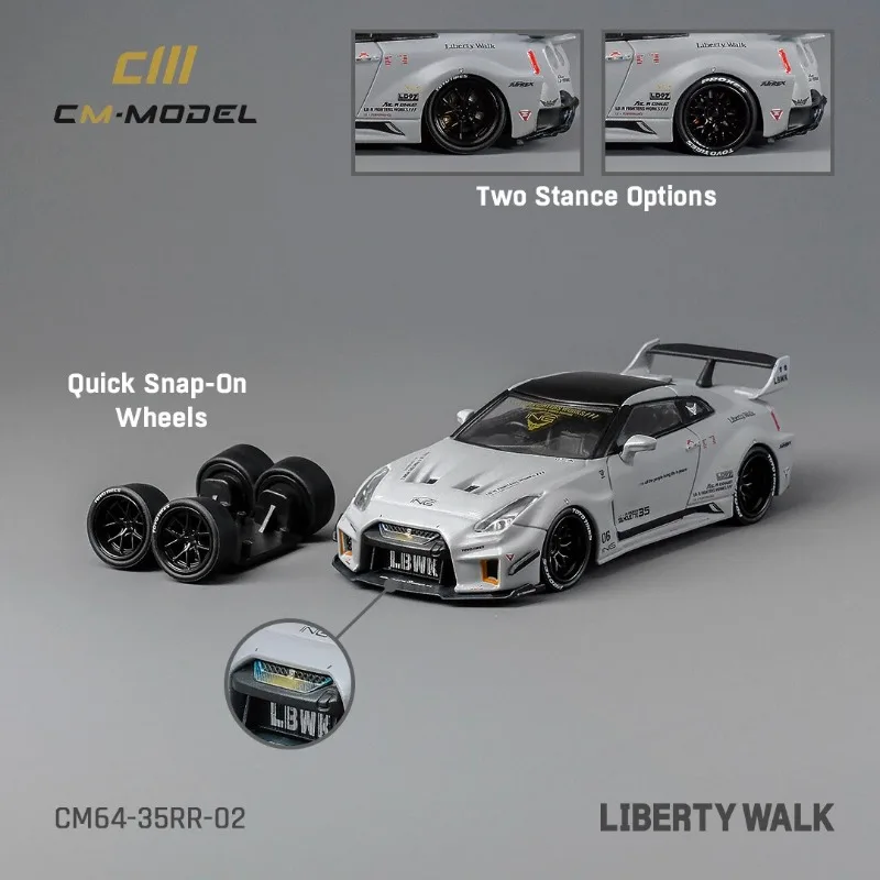 CM Model 1:64 Nissan GTR R35 RR alloy die-casting car model, adult collectible, static  ornament, holiday gift, boys' toy.