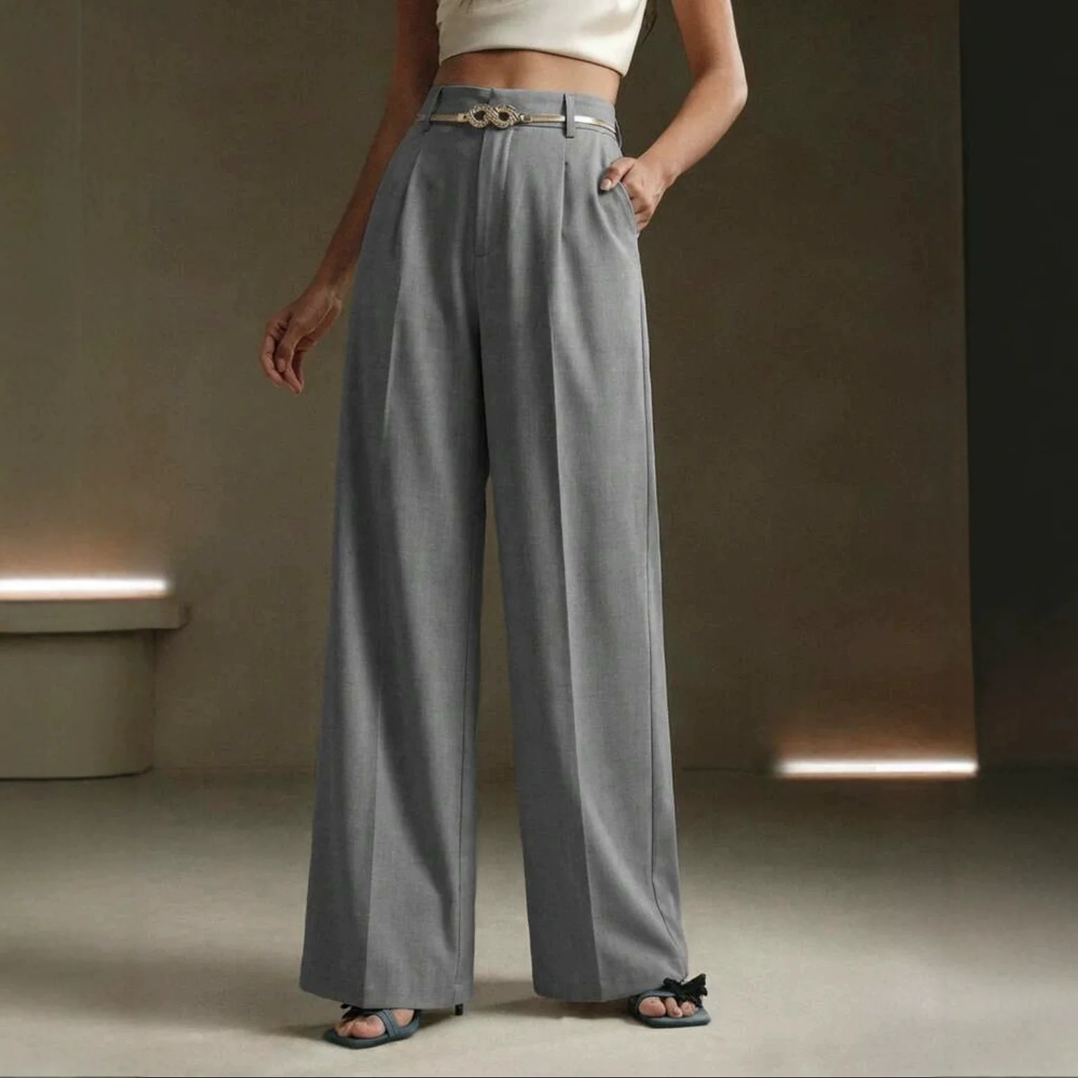 Pants Pants Women Floor Length Loose Elastic Waist Straight Trousers Elegant Y2k Streetwear Evening Work Casual Formal 2026 Summer - Aliexpress Deal