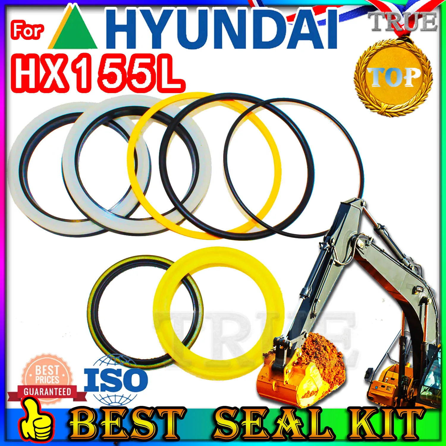 For Hyundai HX155L Oil Seal Repair Kit Boom Arm Bucket Excavator Hydraulic Cylinder Digger Clamshell Shovel Adjust Swing Gear