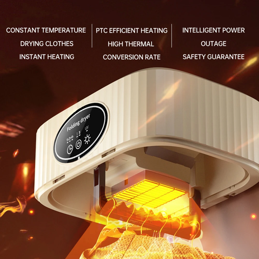 مجفف ملابس كهربائي محمول قابل للطي ، رف تجفيف ذكي ، مجفف تعليق ، آلة ، سفر ، هواء دافئ ، توقيت ، بليو