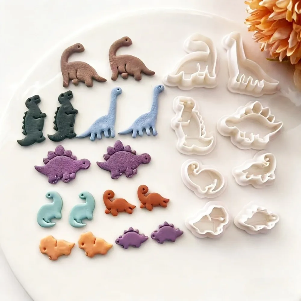 8pcs Cute Dinosaur Clay Cutters Set  Dino Shaped Molds for Polymer Clay Earrings Jewelry Making Tools Halloween Projects  Crafts view 2
