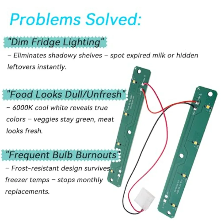 WRX735SDHZ WRX735SDBM WRF555SDFZ LED Light Replacement Kit for Whirlpool, Fits WRX735SDHV WRF555SDHV Full Series Models