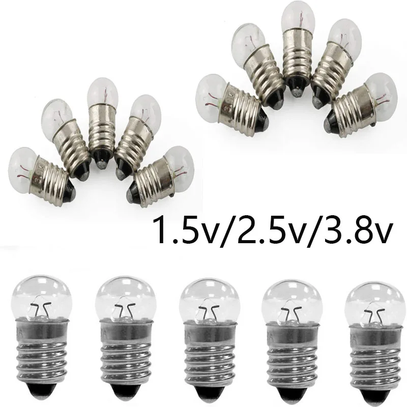 10pcs Student Electrical Experimental Physics Class Use 0.3A 1.5V 2.5V 3.8V 6V Small Incandescent Bulbs