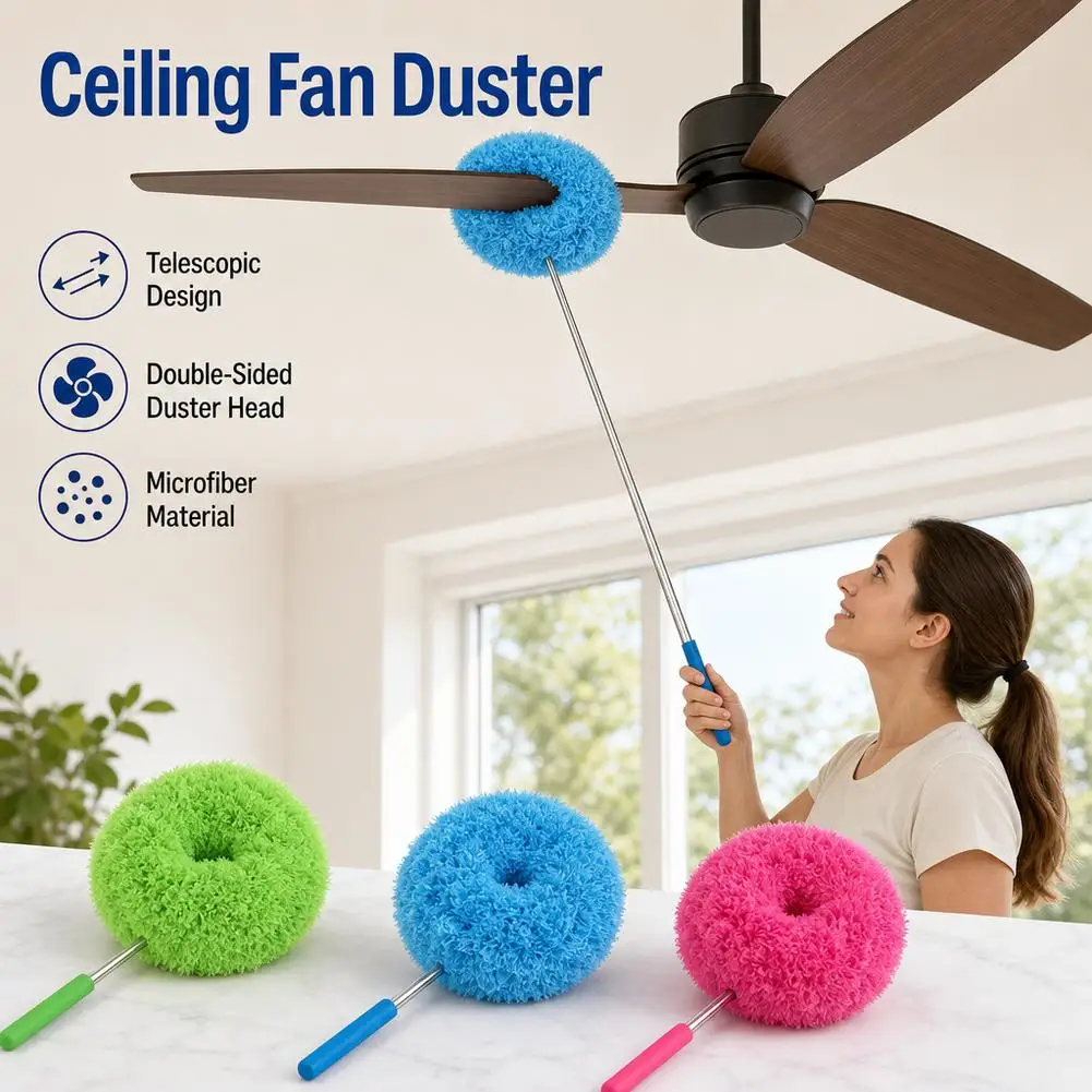 Microfiber Ceiling Fan Duster Reusable And Cleaner Brush For Effortless Cleaning Tool with telescoping pole