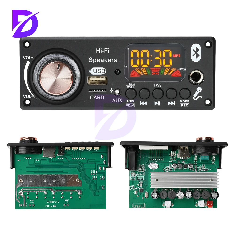 Плата декодирования MP3 BT постоянного тока 12 В, автомобильный аудио MP3-декодер TPA3116D2, плата усилителя 2*100 Вт