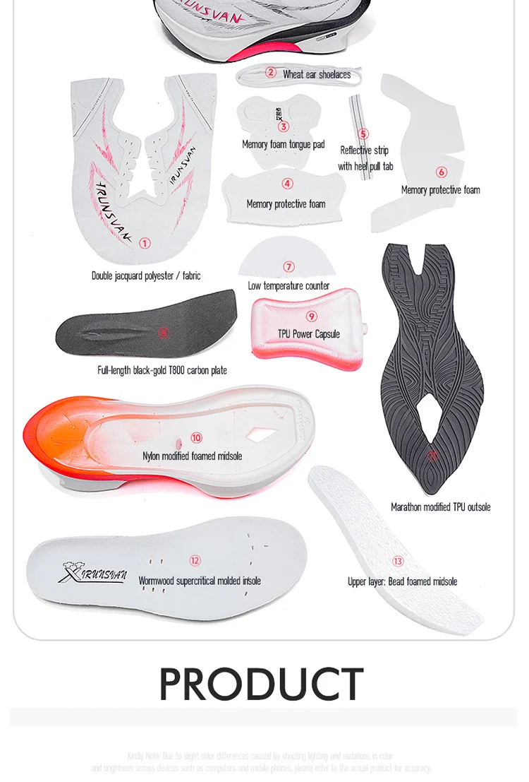 IRUNSVAN Carbonplatten-Laufschuhe mit stabiler Dämpfung eignen sich für Trainingstests und Marathon-Sportschuhe, Unisex 125 – Detail 30