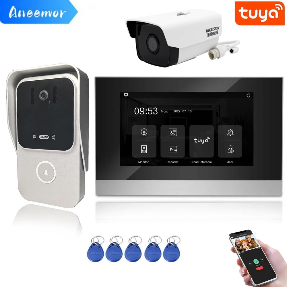 

7 Inch Video Door Phone with Camera Apartment Building Intercom Wifi for Villa Home Entry Security Tuya Smart System