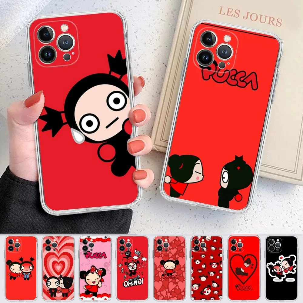 Cartoon P-Pucca G-Garu Phone Case For IPhone 16 15 8 7 6 6S Plus X SE XR XS 14 11 12 13 Mini Pro Max Mobile Case