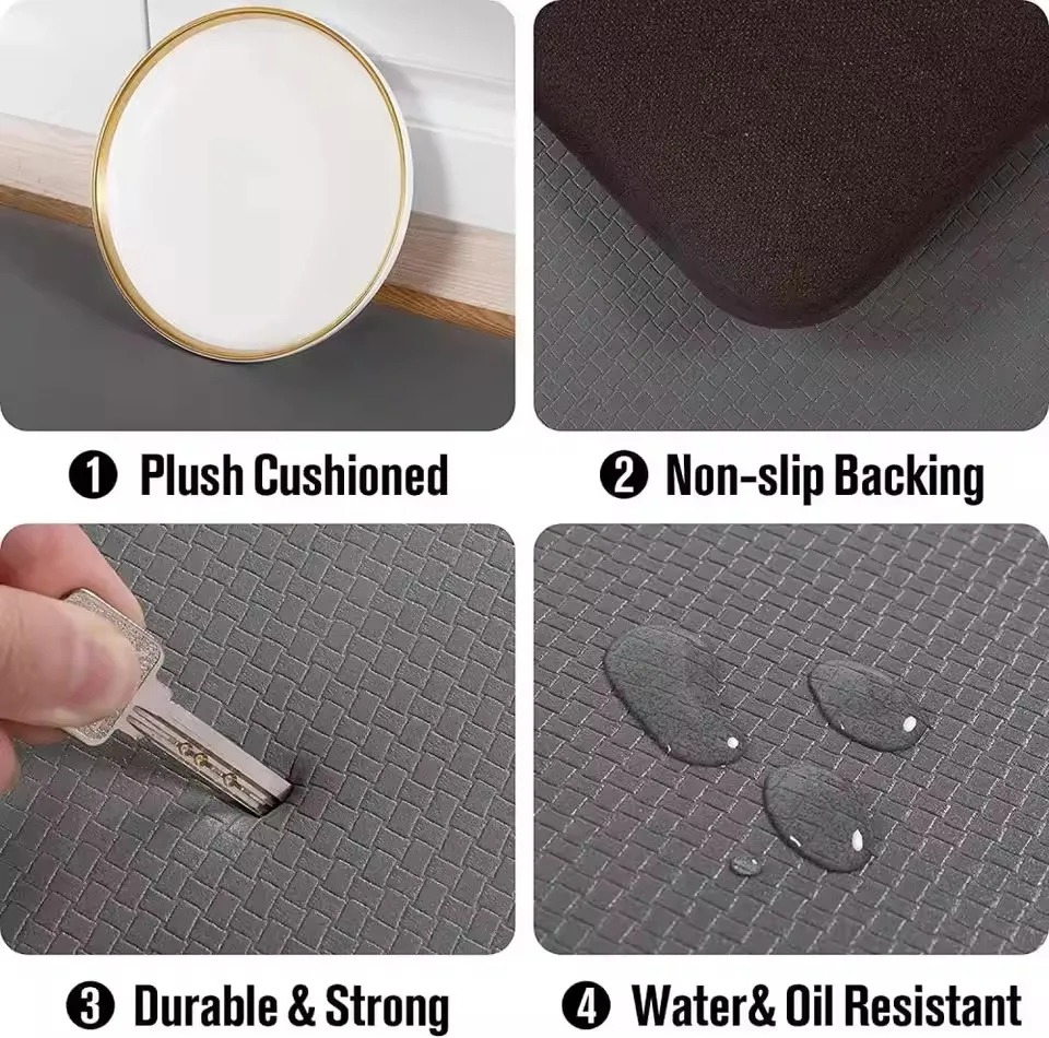 سجادة مطبخ متينة وقوية مضادة للتعب، حصيرة PVC مقاومة للماء والزيت سهلة التنظيف، سجادة غير قابلة للانزلاق للمكتب الدائم والمكتب