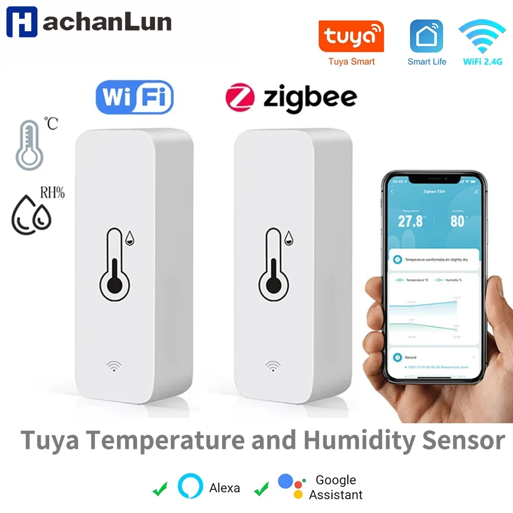 

Tuya Zigbee Wi-Fi датчик температуры влажность умный дом Крытый гигрометр приложение мониторинг работает с Google Home SmartLife Alexa