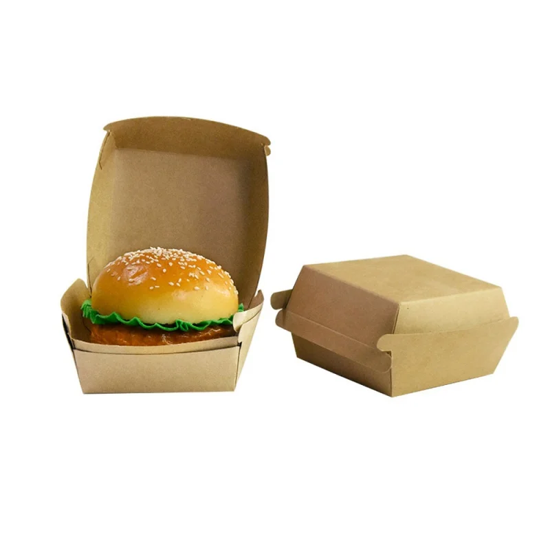 Kustom productPackaging kustom dicetak wadah hitam ayam goreng kertas keju mengambil makanan Burger Hamburger kotak