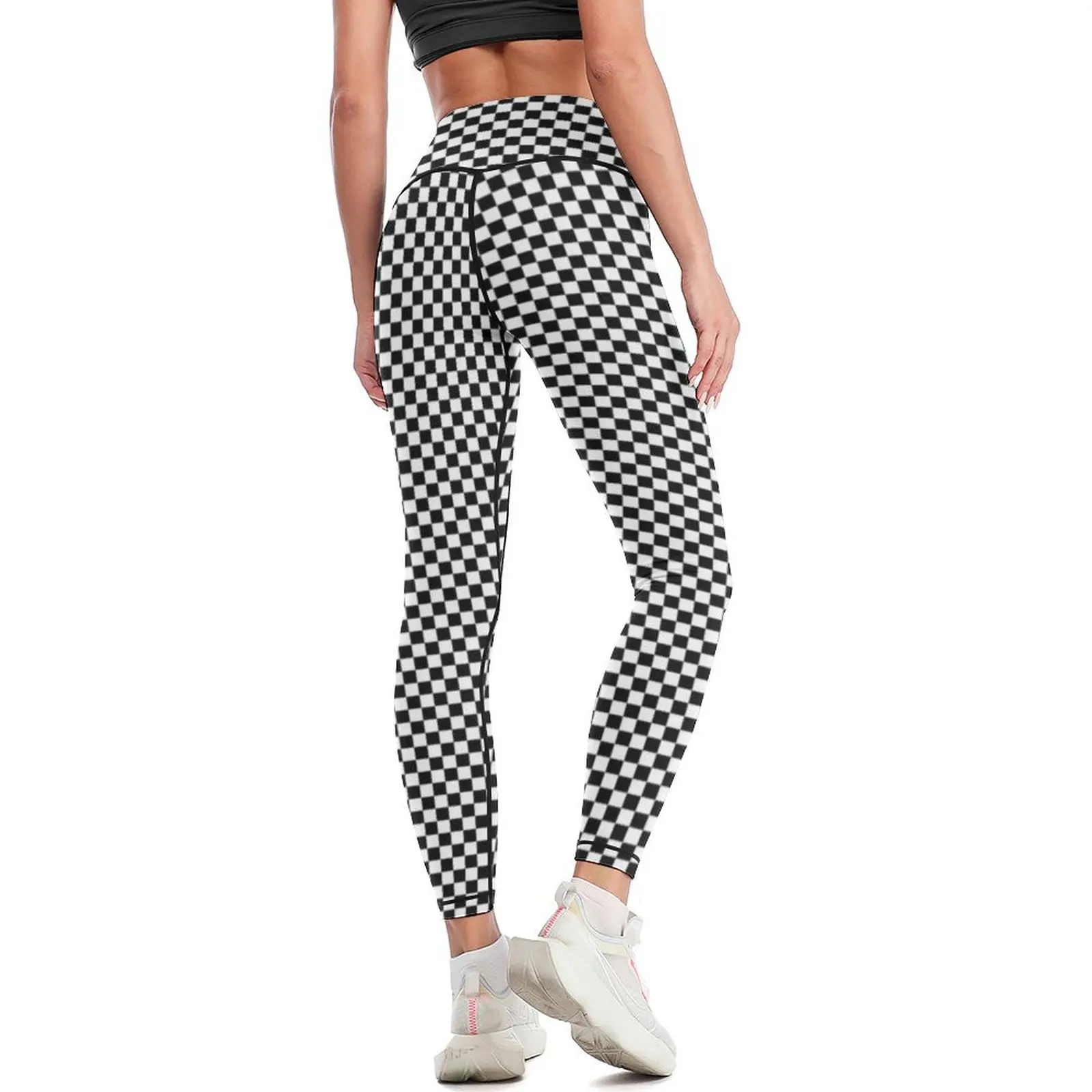 Small Black White Check Motorsport Race Flag Checkered Skirt Pillow Leggings sports tennis for Legging sport Womens Leggings