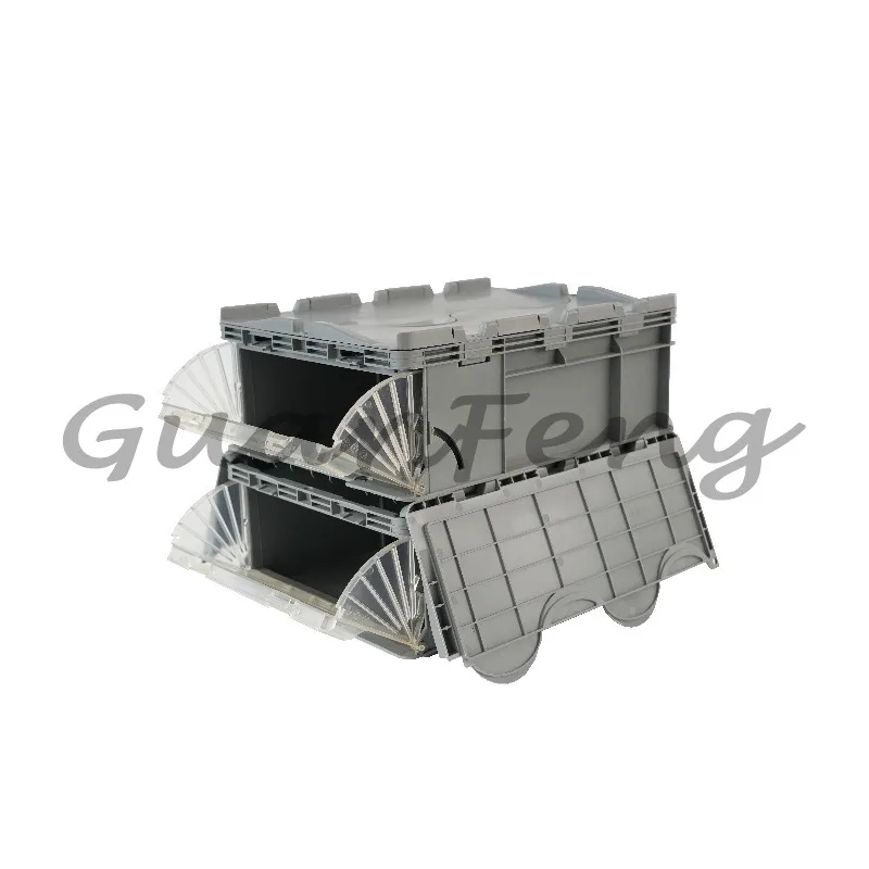 Custom-sized plastic with lid stacking and nested mobile case turnover storage container for handbag use