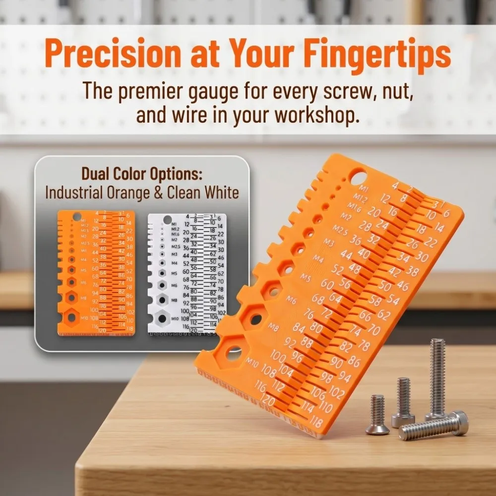 Portable Screw Measuring Tool M1-M10 Specifications Easy Use Thread Checker Multifunctional Precision Drill Bit Gauge