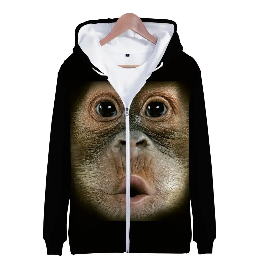 Gorilla Funny Printed Loose Jacket Neutral And Minimalist Style Hoodie Street Wear Hoodie Men's Zipper Long Sleeve