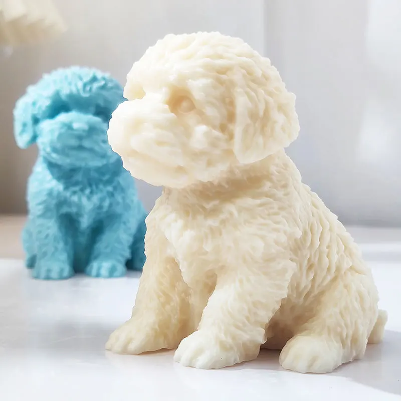 Big Sitting Teddy Dog Silicone Crafts Mold 3D Cute Puppy Scented Candle Gypsum Resin Cement Mold Hand Soap Chocolate Baking Tool