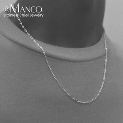 eManco Fashion Men's Necklace 2MM Stainless Steel Paperclip Chain Gold-plated Punk Accessories  Birthday Gift Wholesale
