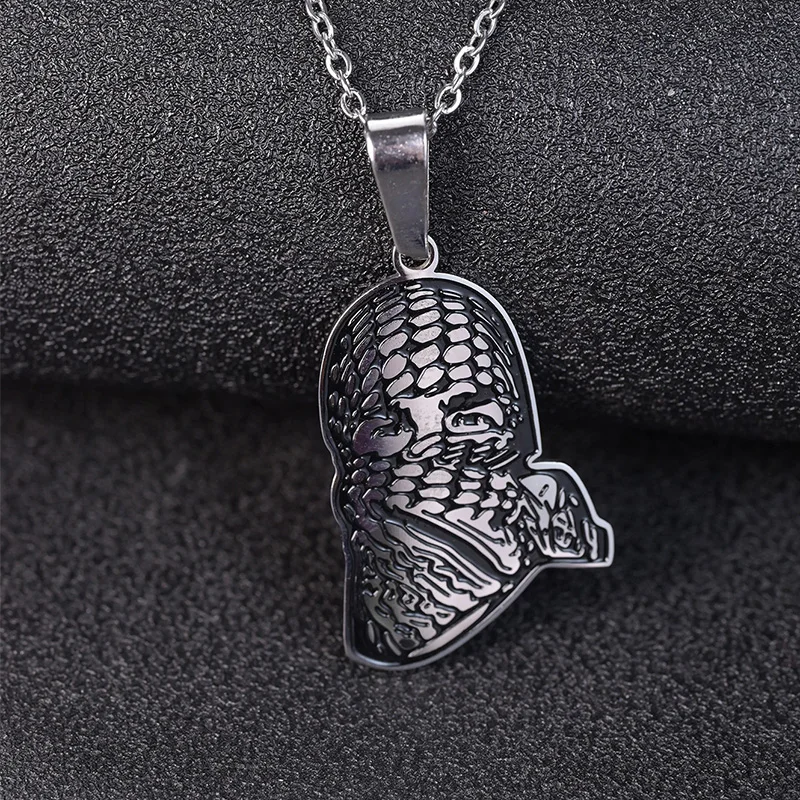 New Stainless Steel Keffiyeh Scarf Shape Pendant Chain Necklaces Silver Color Middle East Personalized Charm Jewelry Gift