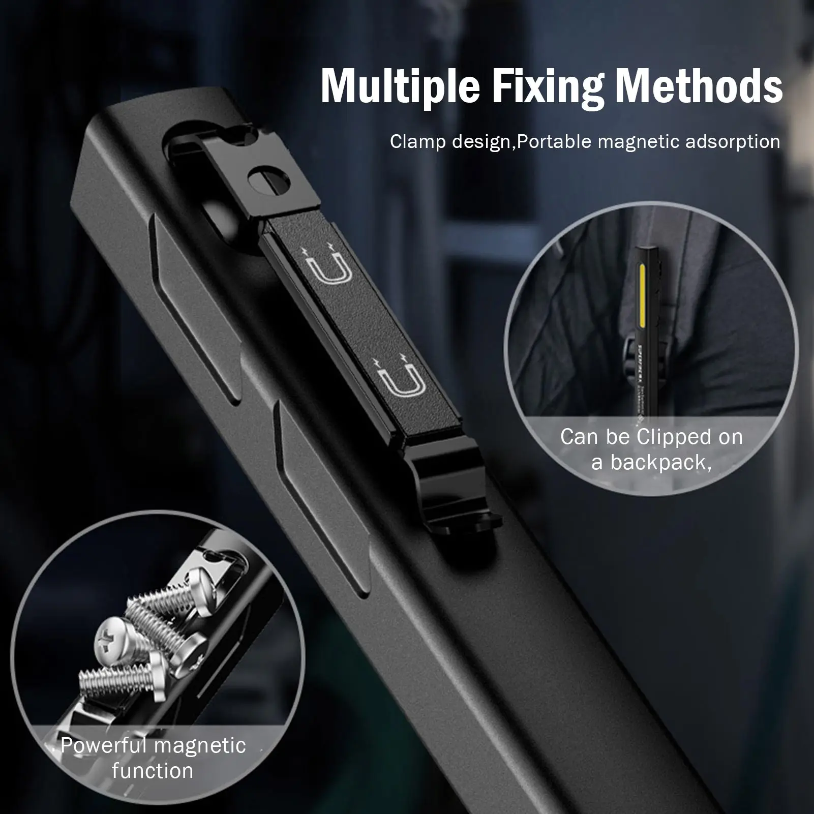 مصباح قلم SUPERFIRE G32 مع ضوء جانبي وشعلة يعتم ستبليس، مصباح LED صغير للجيب لإصلاح السيارات في حالات الطوارئ