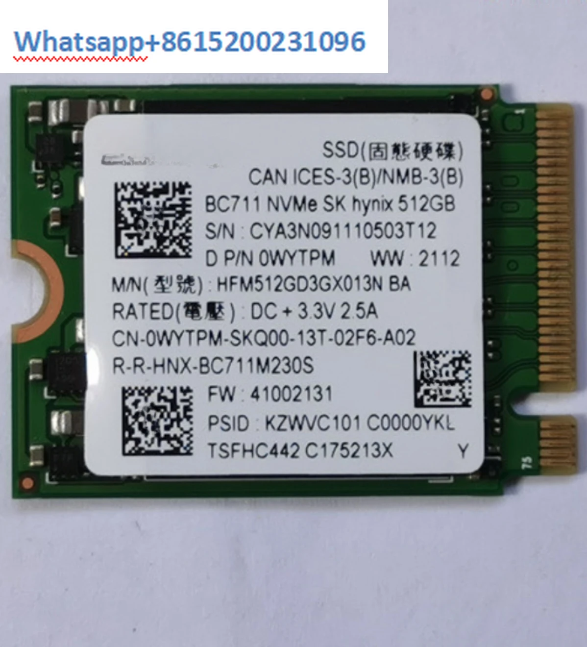 second-hand BC711 512G M.2 2230 PCIe NVMe SSD Laptop Solid State Drive