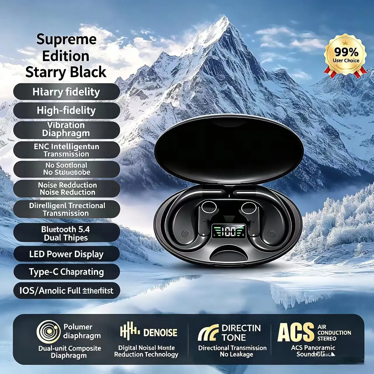 

S800 New Model Wireless Bluetooth 5.4 Headphones High Sound Quality Sports Fitness Ultra-Long Battery Life Anti-Slip Comfortable