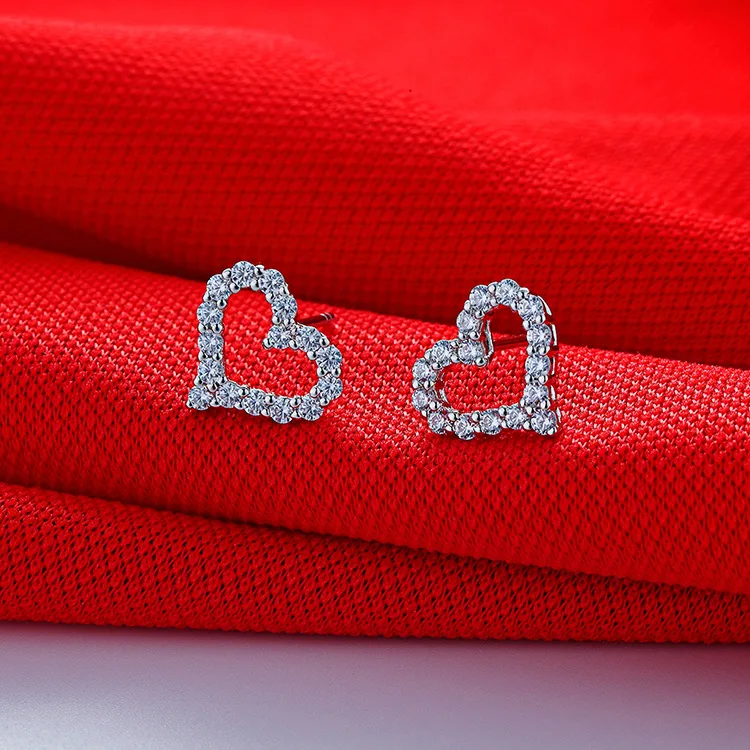 Solid 14K White Gold Stud Earrings 1CT/ Piece Diamond Engagement Stud Earrings Love Promise Halo Ear Jewelry For Lady Party