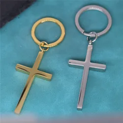 Stainless Steel Cross Pendant Keychian For Men Women Hip Hop Christian Key Chains Keyring Cool Boys Girls Punk Jewelry Gift