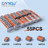 25/55PCS Quick Splicing Lever Connectors 2/3/4/5/8 Ports Push-in Electrical Compact Terminal Block Combination Home Wiring Boxes