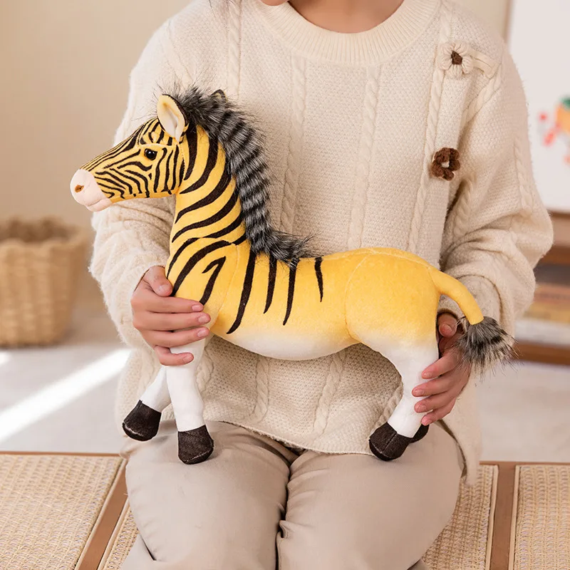 30/40cm New Yellow Zebra Plush Toy Stuffed Cute Realistic Plush Horse Pillow Doll Cushion Home Decor Plushies Gift